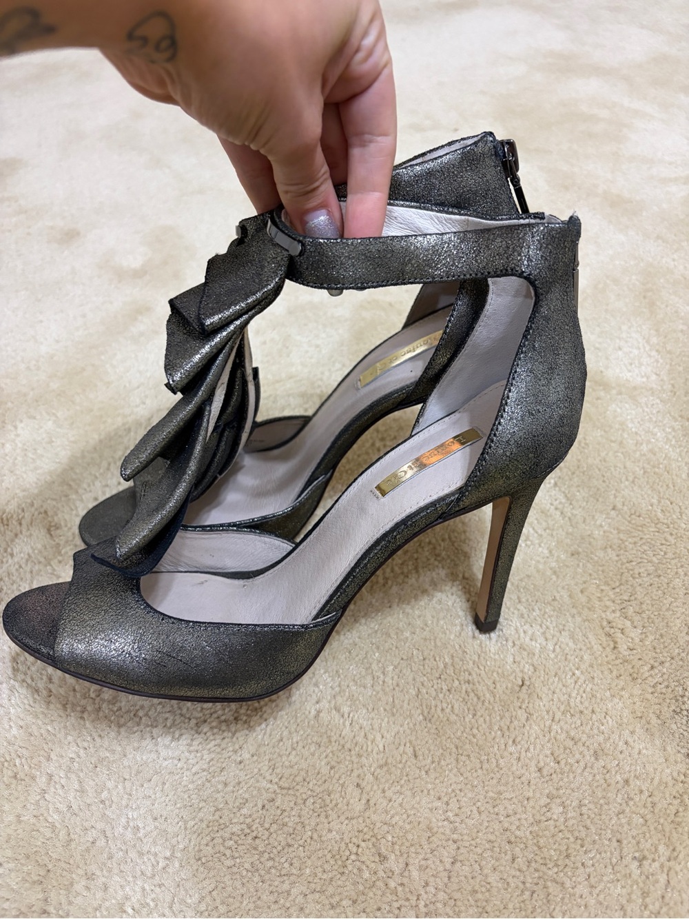 Louise et cie Women's Metallic Gunmetal High Heel Sandals | size 8